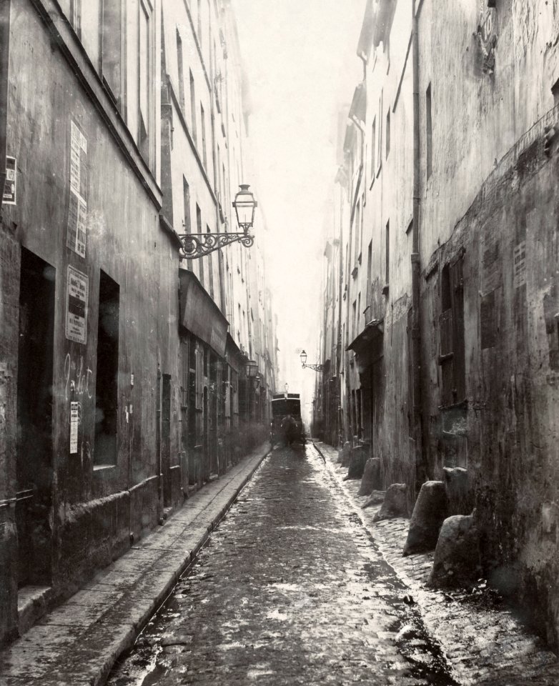 Charles Marville, Rue des Vertus, de la rue Phélippeaux, ca. 1853–70