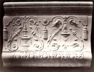 Charles Marville, Théâtre du Vaudeville - detail of frieze II, ca. 1853–70