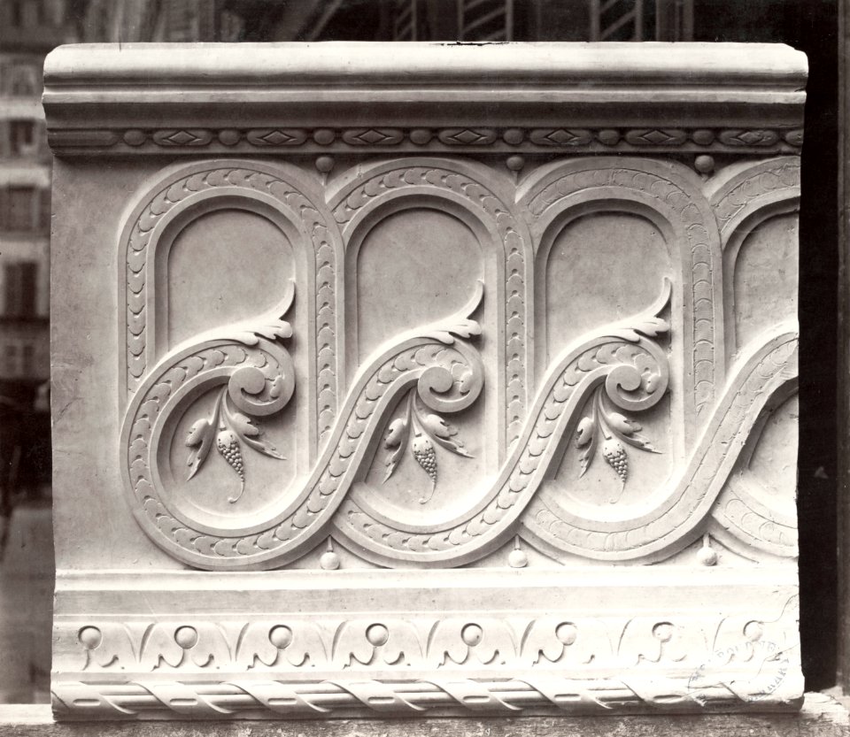 Charles Marville, Théâtre du Vaudeville - detail of frieze I, ca. 1853–70