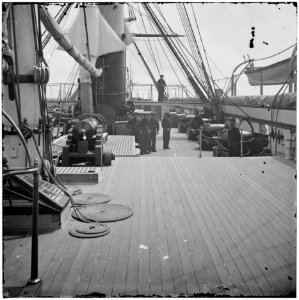 Charleston Harbor, S.C. Crew members, quarterdeck, and starboard battery of U.S.S. Pawnee LOC cwpb.02971