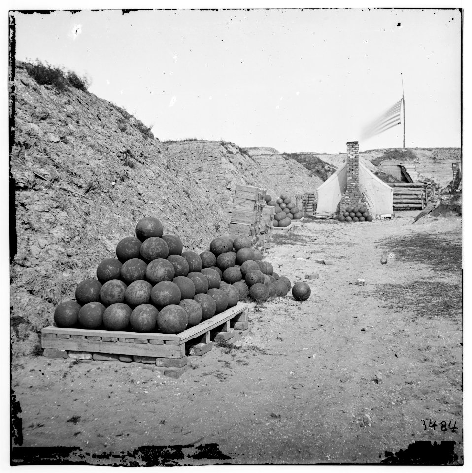 Charleston, S.C. Interior view of Fort Johnson, with stacks of shot LOC cwpb.03121