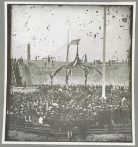 Charleston, S.C. April 14, 1865. Flag-raising ceremony, with Brevet Maj. Gen. Robert Anderson and Henry Ward Beecher present LCCN2014646445