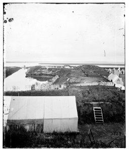 Charleston, South Carolina (vicinity). View from south parapet of Fort Wagner on Morris Island LOC cwpb.03210