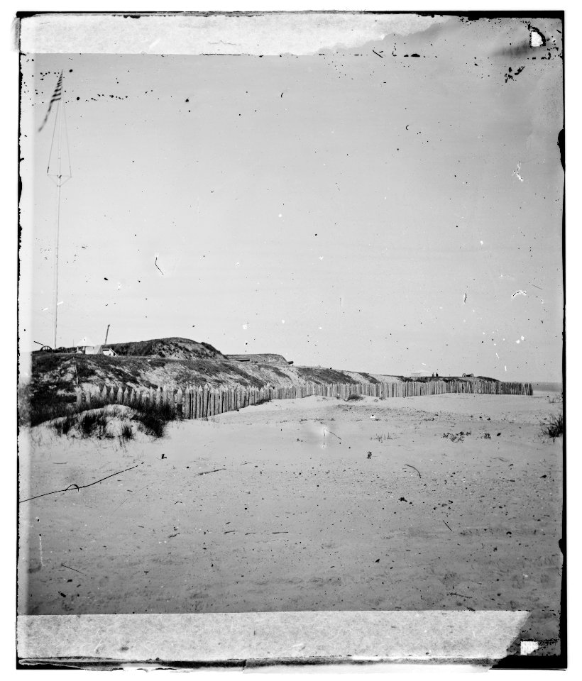 Charleston, South Carolina (vicinity). View of Forts Wagner & Gregg on Morris Island, evacuated by Confederates, September 6, 1863 LOC cwpb.03208