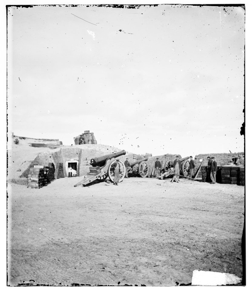 Charleston, South Carolina (vicinity). Interior of Fort Putnam on Morris Island showing guns which fired over 1200 shots into Sumter LOC cwpb.03191