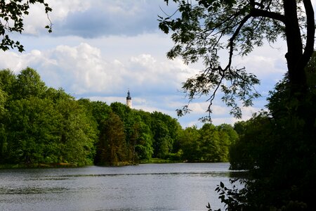 Panorama park lake castle tower
