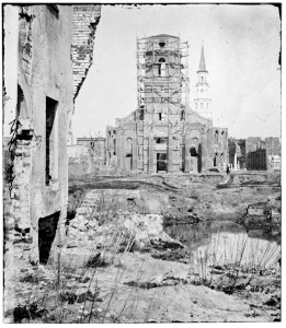 Charleston, South Carolina. Ruins of Circular church, St. Philips Church in the distance LOC cwpb.02343