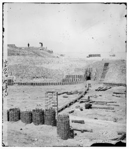 Charleston, South Carolina. Photographer (Samuel Cooley) on parapet of Fort Sumter photographing soldier LOC cwpb.02321