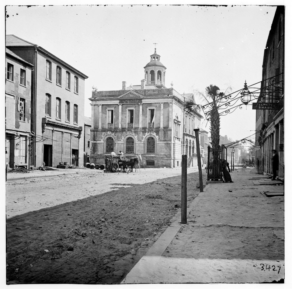 Charleston, South Carolina. Post office, East Bay Street, showing the only Palmetto tree in the city LOC cwpb.03008