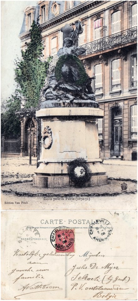 Charleville — Monument élevé à la mémoire des Ardennais Morts pour la Patrie (1870-71) vº-rº