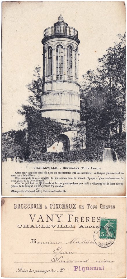 Charleville — Belvédère ou Tour Lolot — recto-verso