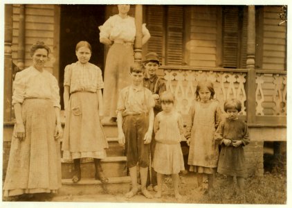 Charlie Culpepper (boy in the middle) and family. He has been working for two years in the Elizabeth Knitting Mills, Berkley, Va. Older sisters work there also. Not many youngsters were LOC nclc.02205