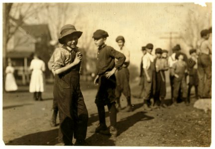 Charlie Foster has a steady job in the Merrimack Mills. School Record says he is now ten years old. His father told me that he could not read, and still he is putting him into the mill. See LOC nclc.02901 photo