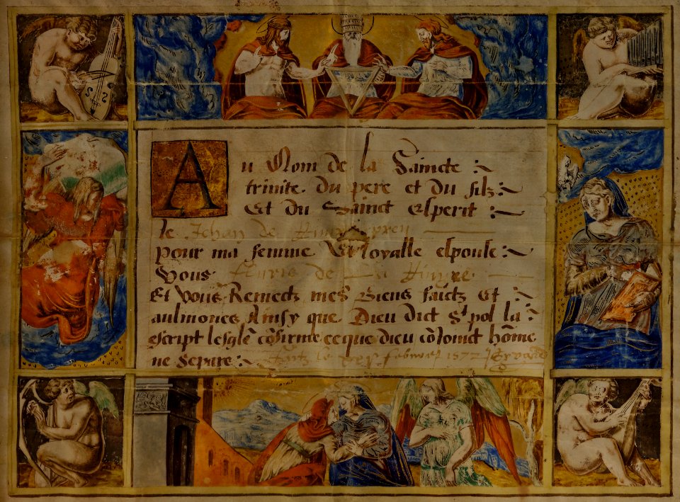 Charte de mariage de Jehan de Rivery et Fluvie de la Rivyre - 1572