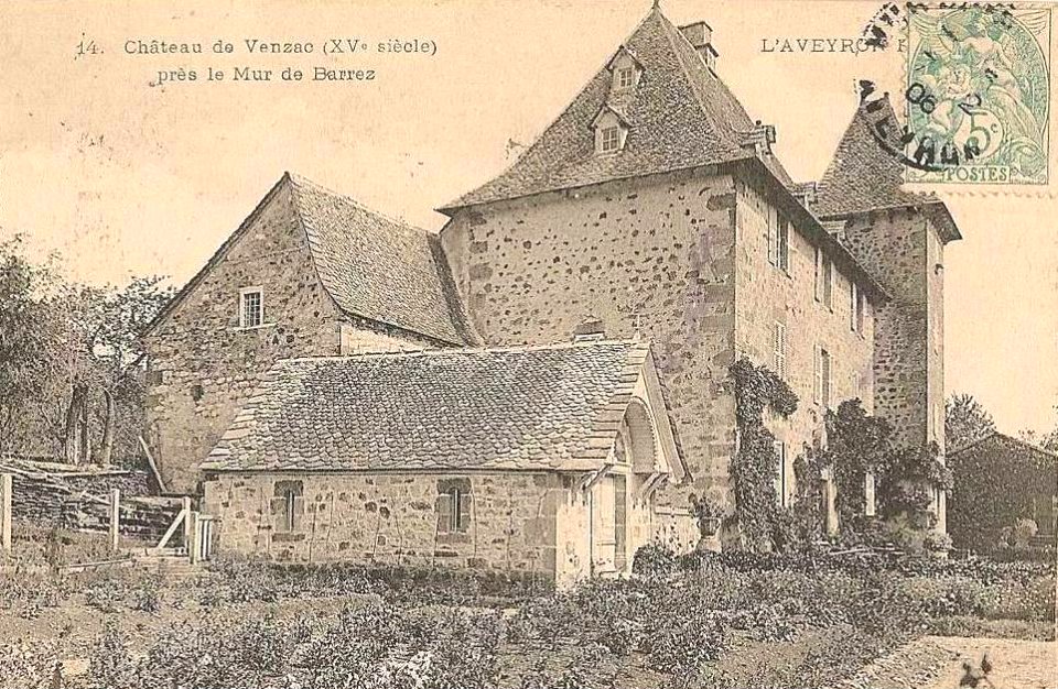 Chateau de Venzac Mur-de-Barrez carte postale 1903