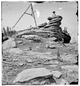Chattanooga, Tenn., vicinity. Tripod signal erected by Capts. Dorr and Donn of U.S. Coast Survey at Pulpit Rock on Lookout Mountain LOC cwpb.03452