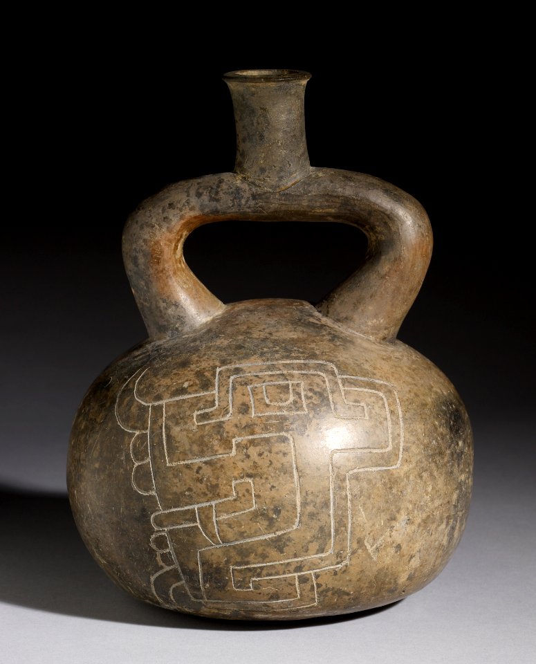 Chavín - Stirrup Vessel with Incised Designs - Walters 482823 - Side A