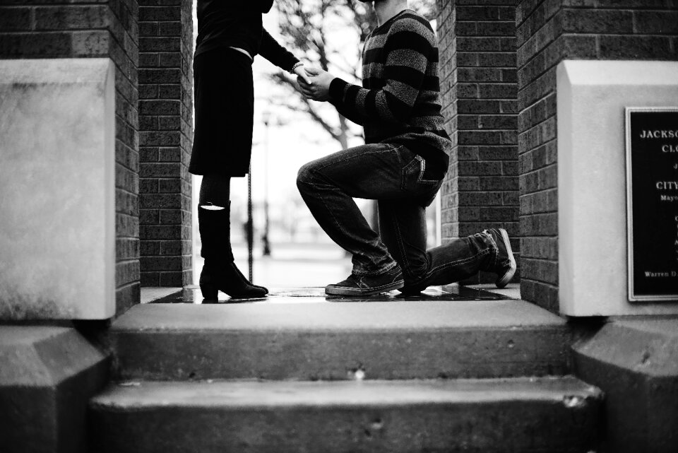 Woman couple propose photo