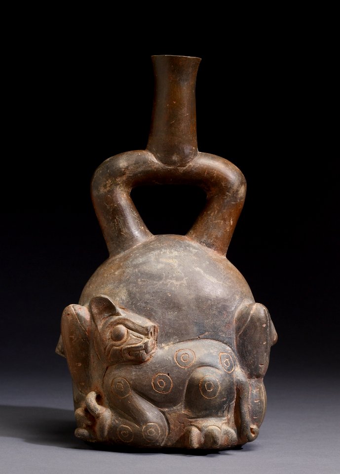 Chavín - Feline-and-Cactus Stirrup Vessel - Walters 482832
