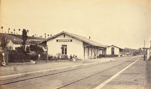 Chemin de Fer du Bourbonnais. Moret-Nevers-Vichy. 1860 - 1863. - 06 - Station de Souppes, Vue sur la voie - cropped