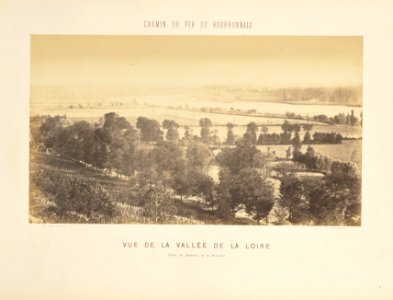 Chemin de Fer du Bourbonnais. Moret-Nevers-Vichy. 1860 - 1863. - 13 - Vue de la vallée de la Loire, Prise du Remblai de la Vaudelle