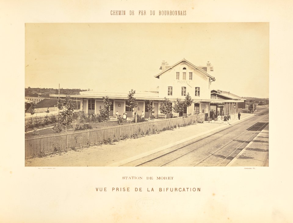 Chemin de Fer du Bourbonnais. Moret-Nevers-Vichy. 1860 - 1863. - 01 - Station de Moret, Vue prise de la bifurcation