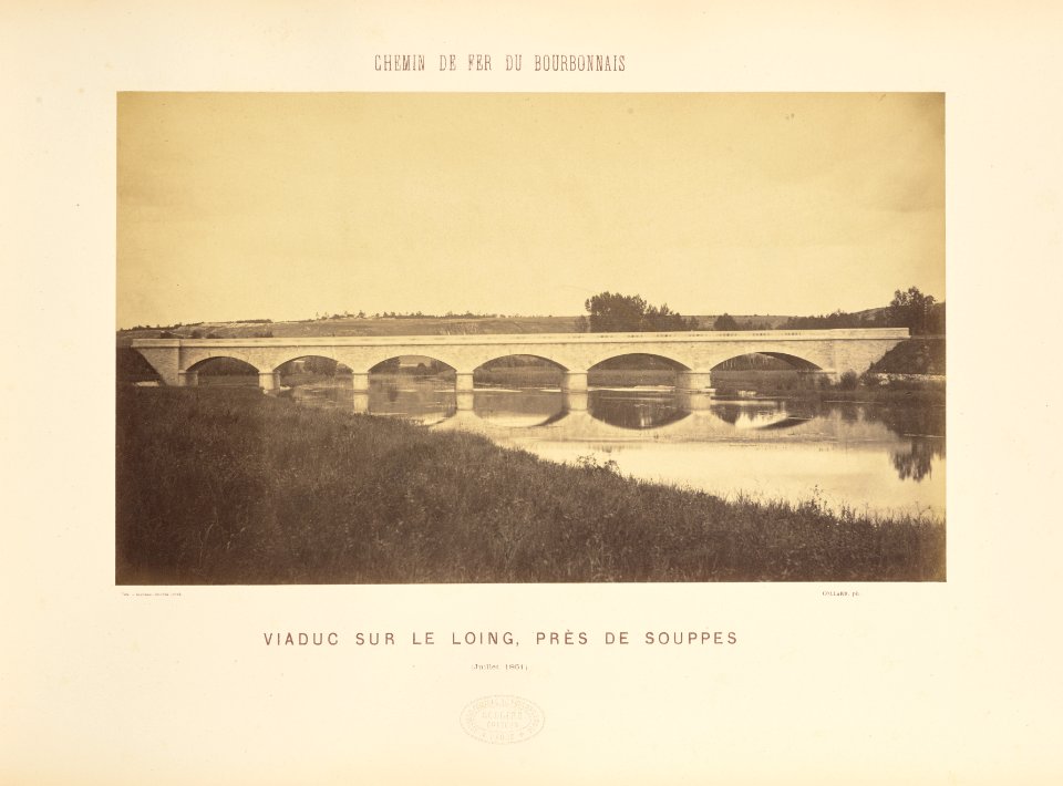Chemin de Fer du Bourbonnais. Moret-Nevers-Vichy. 1860 - 1863. - 05 - Viaduc sur le Loing, près de Souppes