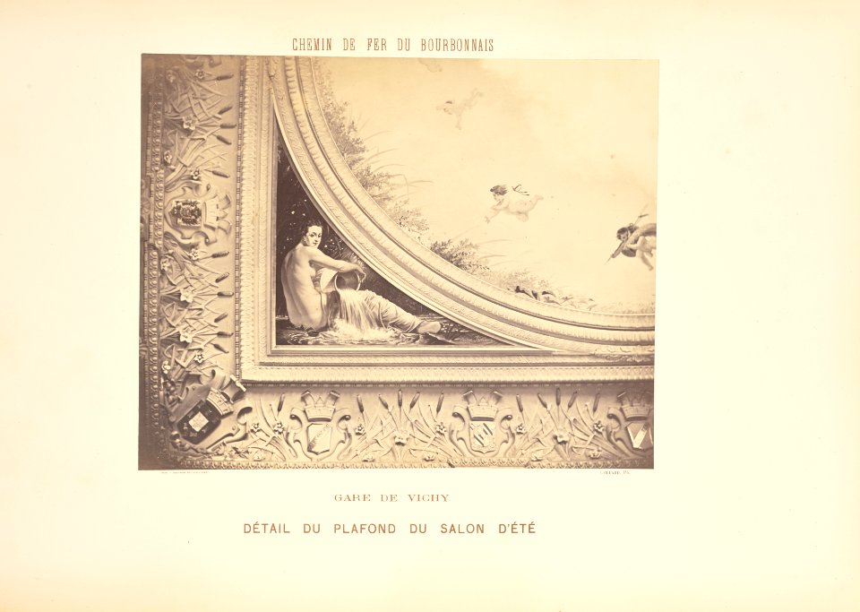 Chemin de Fer du Bourbonnais. Moret-Nevers-Vichy. 1860 - 1863. - 43 - Gare de Vichy, Détail du plafond du salon d'Été