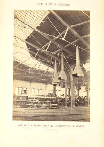 Chemin de Fer du Bourbonnais. Moret-Nevers-Vichy. 1860 - 1863. - 30 - Remise circulaire pour 32 Locomotives, à Nevers (Troisième Vue intérieure)