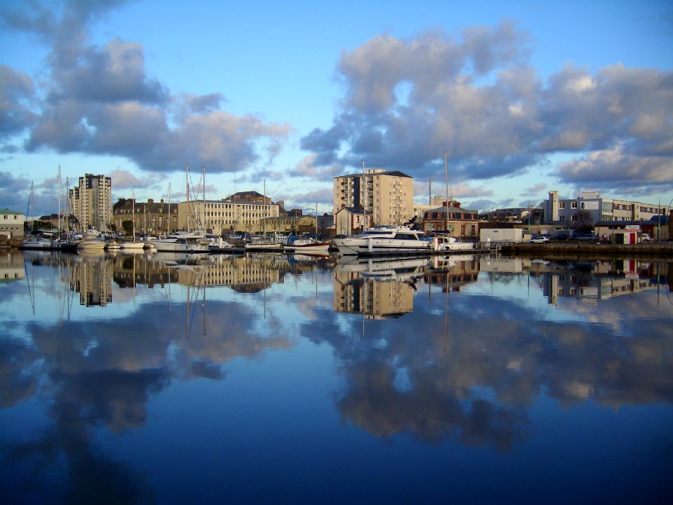 Cherbourg, Bassin de commerce sous le soleil d'hiver (2)