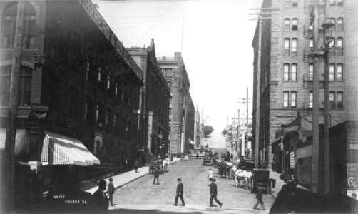 Cherry St from 1st Ave, Seattle, Washington, ca 1891 (LAROCHE 320) photo