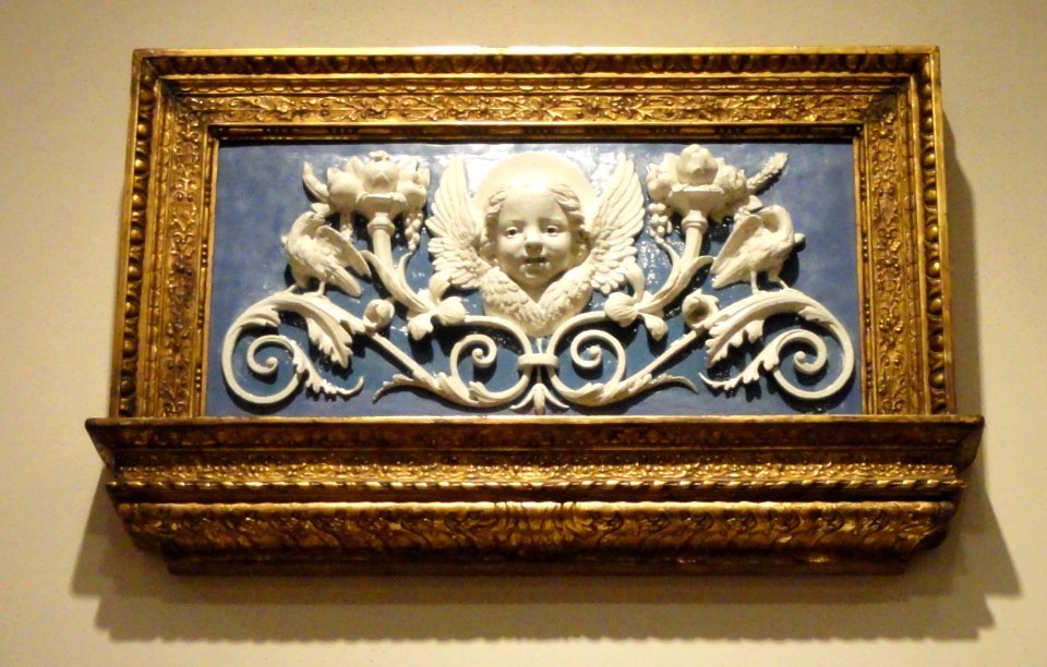 Cherub's Head with Cornucopiae, Giovanni della Robbia, Florence, early 16th century - Nelson-Atkins Museum of Art - DSC08528