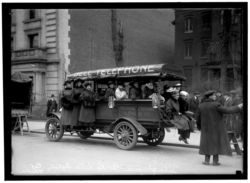 CHESAPEAKE & POTOMAC TELEPHONE CO. TRANSPORTING PHONE GIRLS IN TRUCKS DURING STRIKE LCCN2016866714