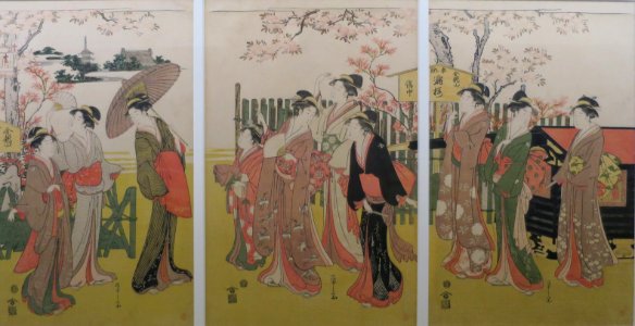 Cherry Blossom Viewing by Chobunsai Eishi, 18th century, woodblock