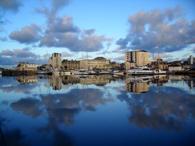 Cherbourg, Bassin de commerce sous le soleil d'hiver (1)