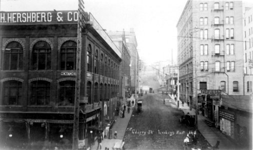 Cherry St from 1st Ave, Seattle, Washington, ca 1891 (LAROCHE 319) photo