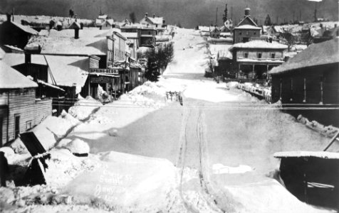 Cherry St after the big snowfall of 1880, looking northeast, Seattle, January 10, 1880 (PEISER 144) photo