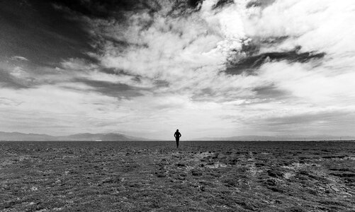 Man running horizon photo