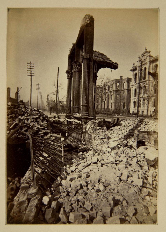 Chicago Fire of 1871, Court House Through Ruins of Fifth National Bank (NBY 1364)
