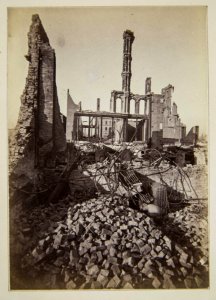 Chicago Fire of 1871, Honore Block and Post Office in distance (NBY 1350)
