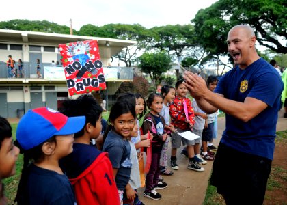Chief Navy Diver Donald R. Acker cheers students. (8453411143)