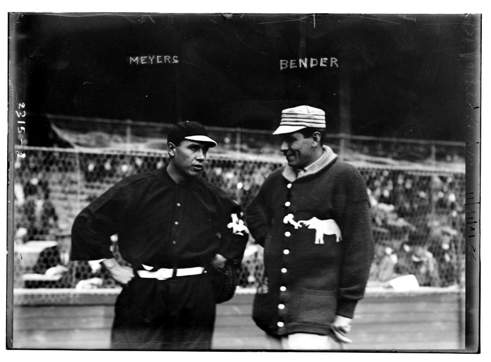 Chief Meyers, New York, NL & Chief Bender, Philadelphia, AL at World Series (baseball) LCCN2014689846