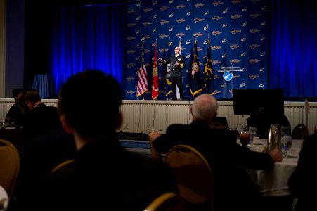 Chief of Naval Operations Adm. Jonathan Greenert delivers remarks at the Navy League's Sea-Air-Space Exposition in National Harbor, Md., April 8, 2013 130408-N-WL435-614