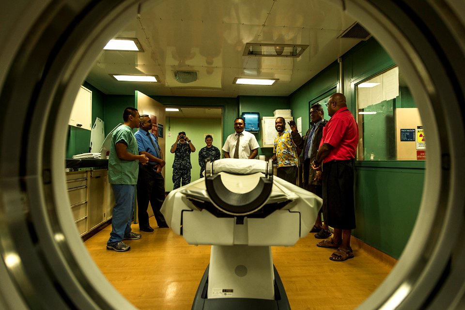 Chief of Savusavu visits the hospital ship USNS Mercy (T-AH 19) during Pacific Partnership 2015. 150615-N-TQ272-038