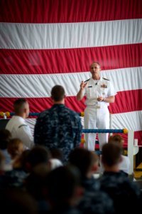 Chief of Naval Operations U.S. Navy Adm. Jonathan W. Greenert, foreground, speaks to Sailors at an all-hands call at Naval Station Mayport, Fla., May 3, 2013 130503-N-WL435-304