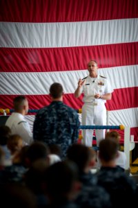 Chief of Naval Operations U.S. Navy Adm. Jonathan W. Greenert, foreground, speaks to Sailors at an all-hands call at Naval Station Mayport, Fla., May 3, 2013 130503-N-WL435-304 photo