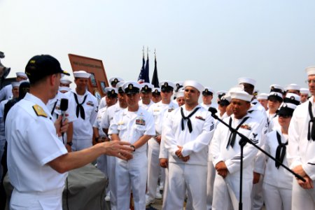 Chief of Naval Operations (CNO) Adm. John Richardson visits the Arleigh Burke-class guided missile destroyer USS McCampbell (DDG 85) during India's International Fleet Review (IFR) 2016
