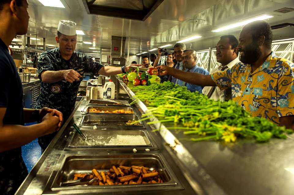 Chief of Savusavu visits the hospital ship USNS Mercy (T-AH 19) during Pacific Partnership 2015 150615-N-TQ272-218