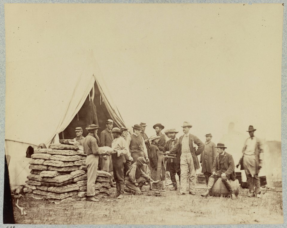 Commissary tent at headquarters of the Army of the Potomac, near Fairfax Court House, Va., June 1863 LCCN2012650157