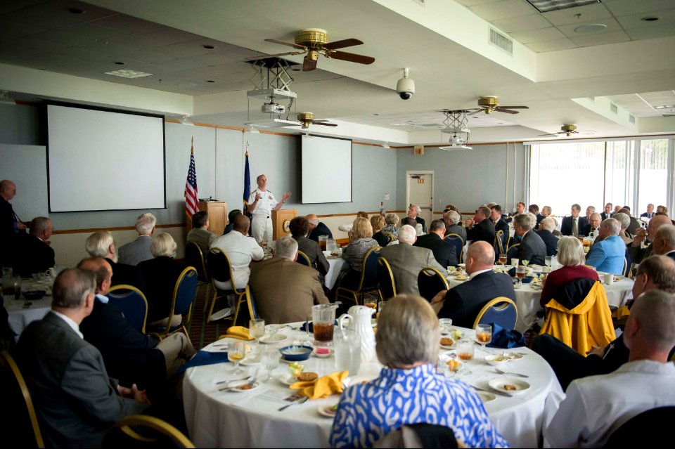 Chief of Naval Operations U.S. Navy Adm. Jonathan W. Greenert, background, speaks at a Southeast Region Navy League luncheon in Jacksonville, Fla., May 3, 2013 130503-N-WL435-696